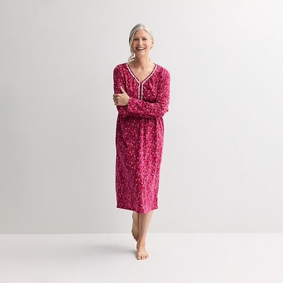  Women's Croft & Barrow® Long Sleeve Sleep Knit Gown