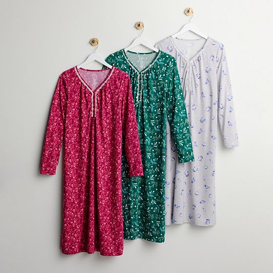  Women's Croft & Barrow® Long Sleeve Sleep Knit Gown