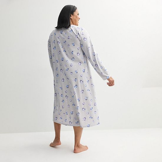  Plus Size Croft & Barrow® Long Sleeve Sleep Knit Gown