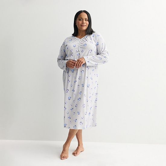  Plus Size Croft & Barrow® Long Sleeve Sleep Knit Gown
