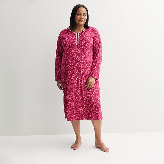  Plus Size Croft & Barrow® Long Sleeve Sleep Knit Gown