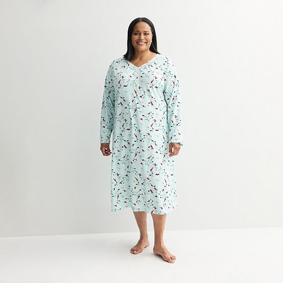  Plus Size Croft & Barrow® Long Sleeve Sleep Knit Gown