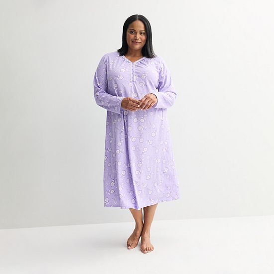  Plus Size Croft & Barrow® Long Sleeve Sleep Knit Gown