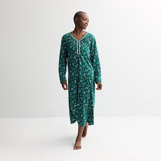  Petite Croft & Barrow® Long Sleeve Sleep Knit Gown