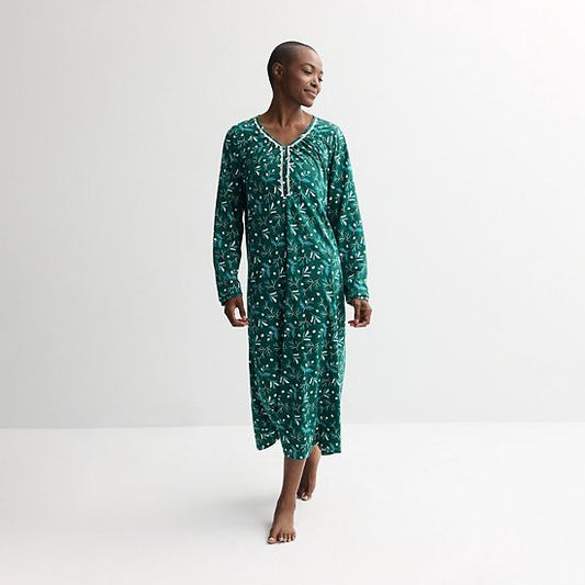  Petite Croft & Barrow® Long Sleeve Sleep Knit Gown