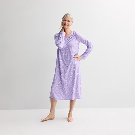  Petite Croft & Barrow® Long Sleeve Sleep Knit Gown