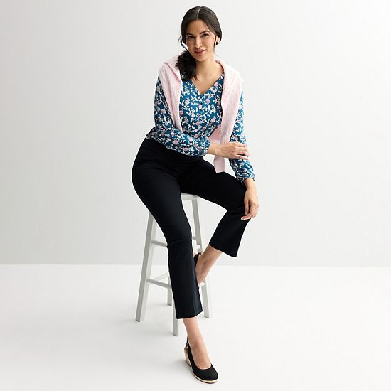 Women's Croft & Barrow® Smocked Henley Blouse