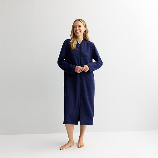  Women's Croft & Barrow® Long Quilted Zip Robe