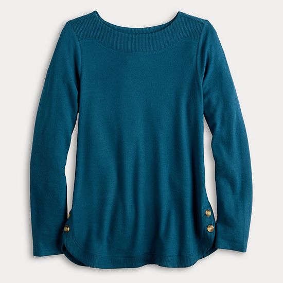  Women's Croft & Barrow® Side Button Bateau Top