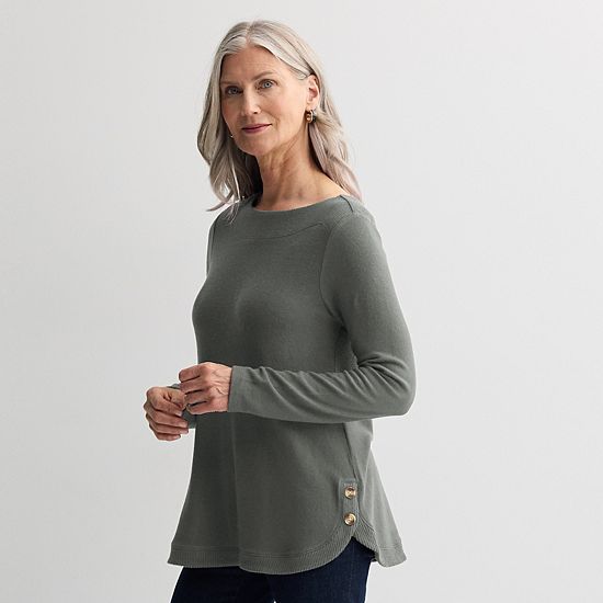  Women's Croft & Barrow® Side Button Bateau Top