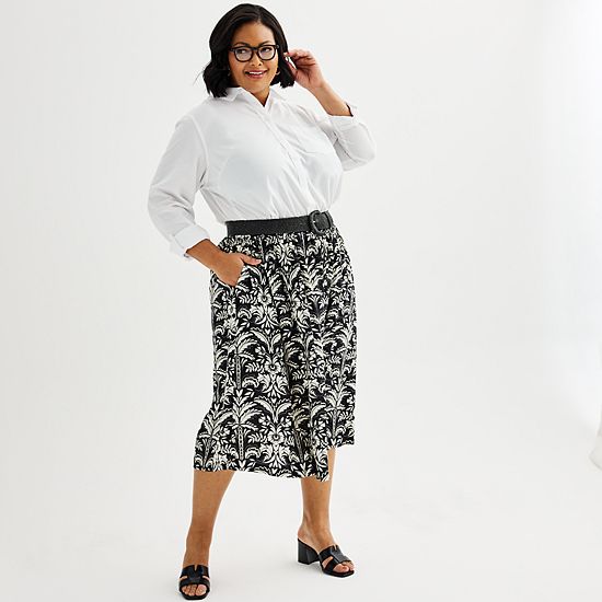  Plus Size Croft & Barrow® Polished Front Pull-On Skirt