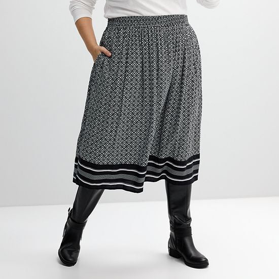  Plus Size Croft & Barrow® Polished Front Pull-On Skirt