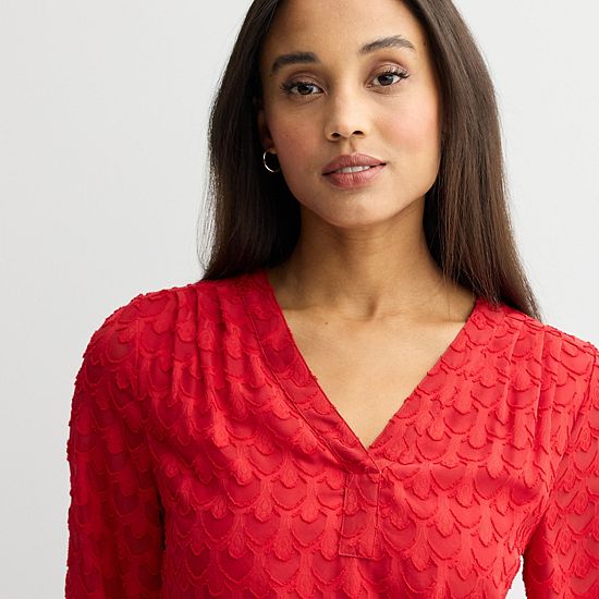  Women's Croft & Barrow® V-Neck Chiffon Blouse