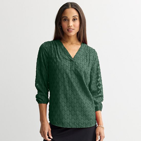  Women's Croft & Barrow® V-Neck Chiffon Blouse