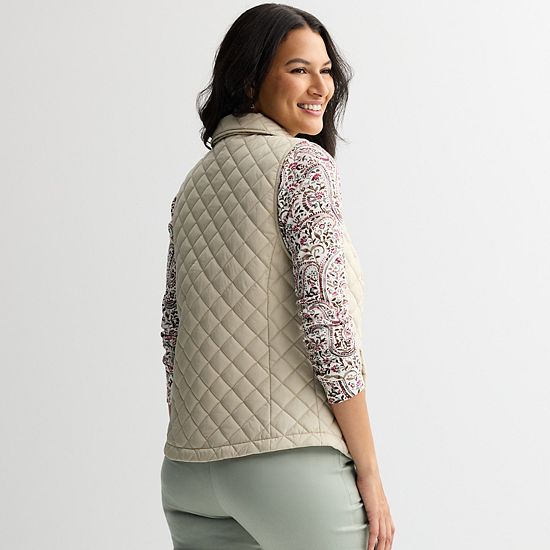  Women's Croft & Barrow® Quilted Snap Vest