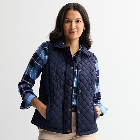  Women's Croft & Barrow® Quilted Snap Vest