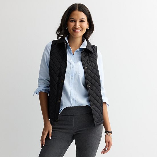  Women's Croft & Barrow® Quilted Snap Vest