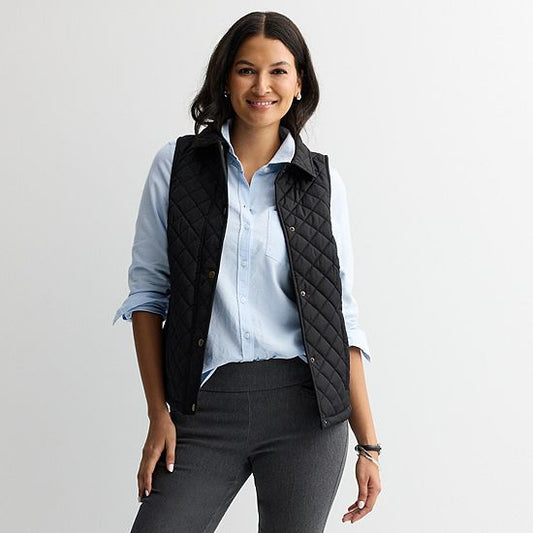  Women's Croft & Barrow® Quilted Snap Vest