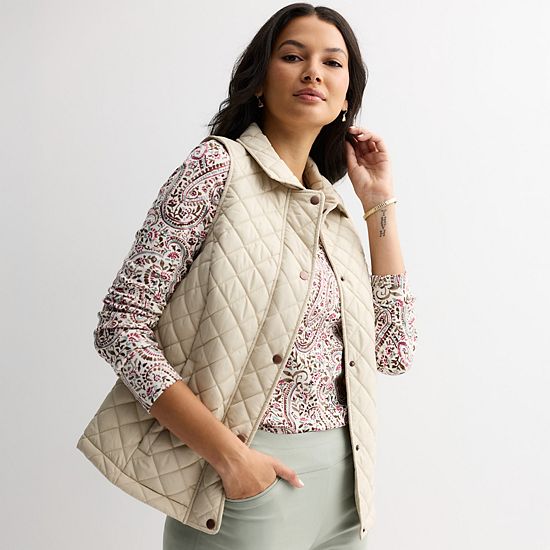  Women's Croft & Barrow® Quilted Snap Vest