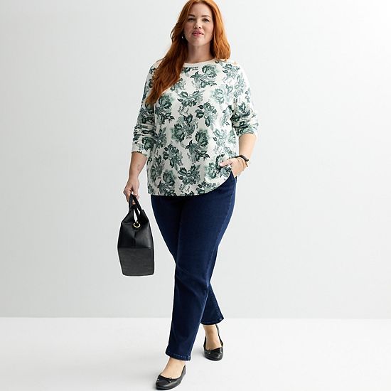  Plus Size Croft & Barrow® Gold Button Sweatshirt