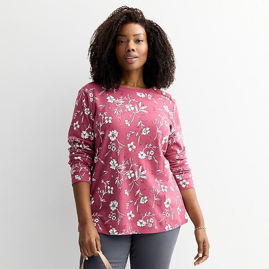  Plus Size Croft & Barrow® Gold Button Sweatshirt