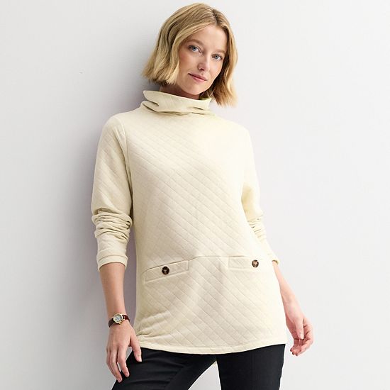  Women's Croft & Barrow® Pocket Mock Neck Tunic