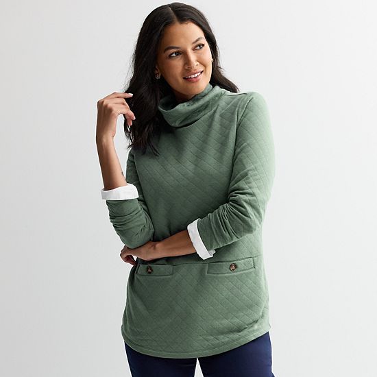  Women's Croft & Barrow® Pocket Mock Neck Tunic