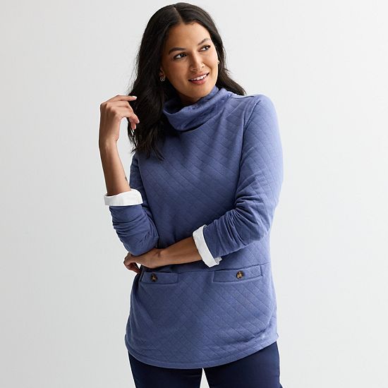  Women's Croft & Barrow® Pocket Mock Neck Tunic