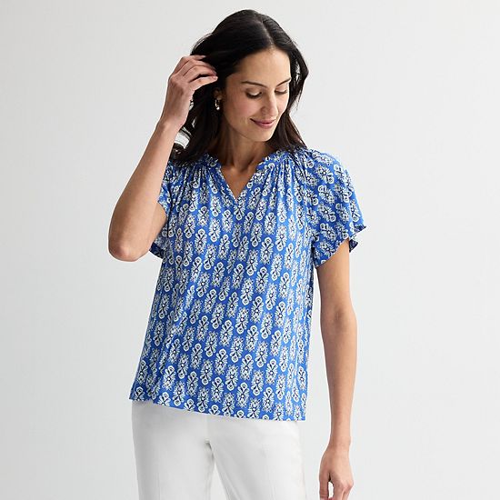  Women's Croft & Barrow® Smocked Raglan Top